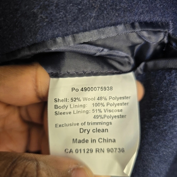 $395 Calvin Klein Long Coat 40 Mens Prosper Blue Wool Blend Heavy Old Money New - Picture 12 of 14